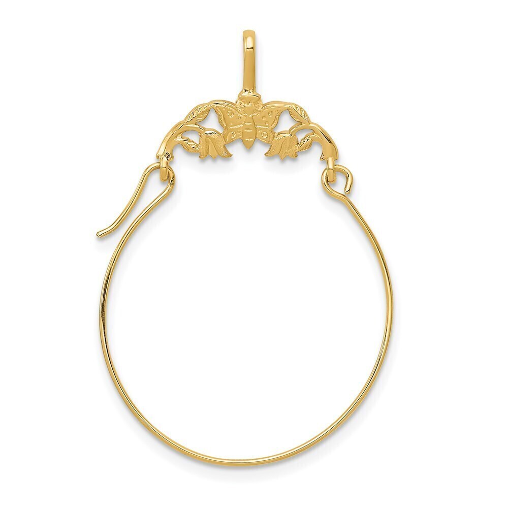 Million Charms 14k Yellow Gold Polished Butterflies Charm Holder Pendant